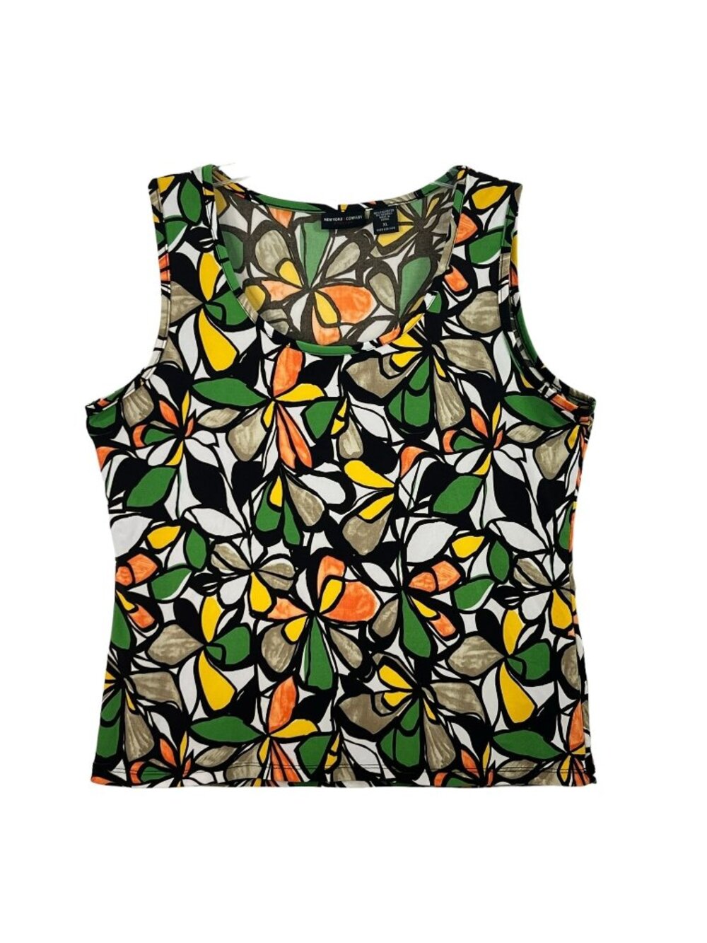 New York & Company Y2K Tank Top XL Stretch Floral Polyester Spandex Colorful